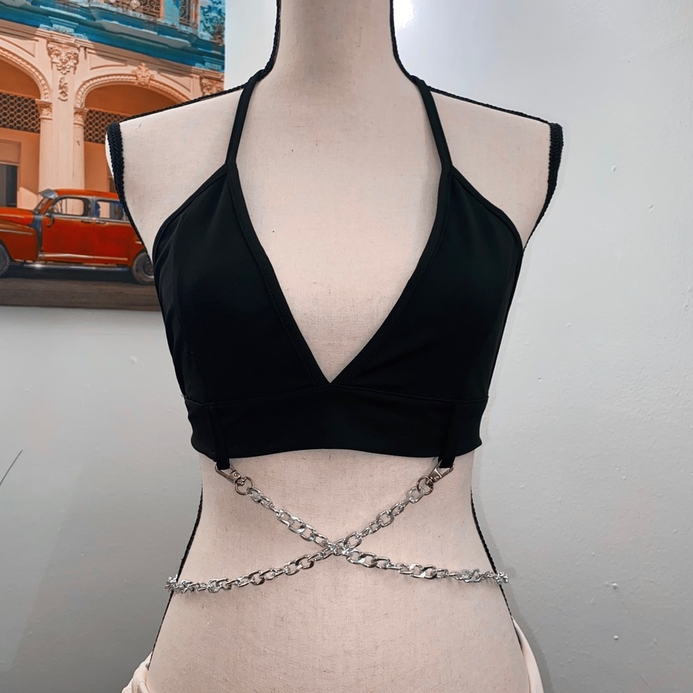 Cross Chain Halter neck Crop top